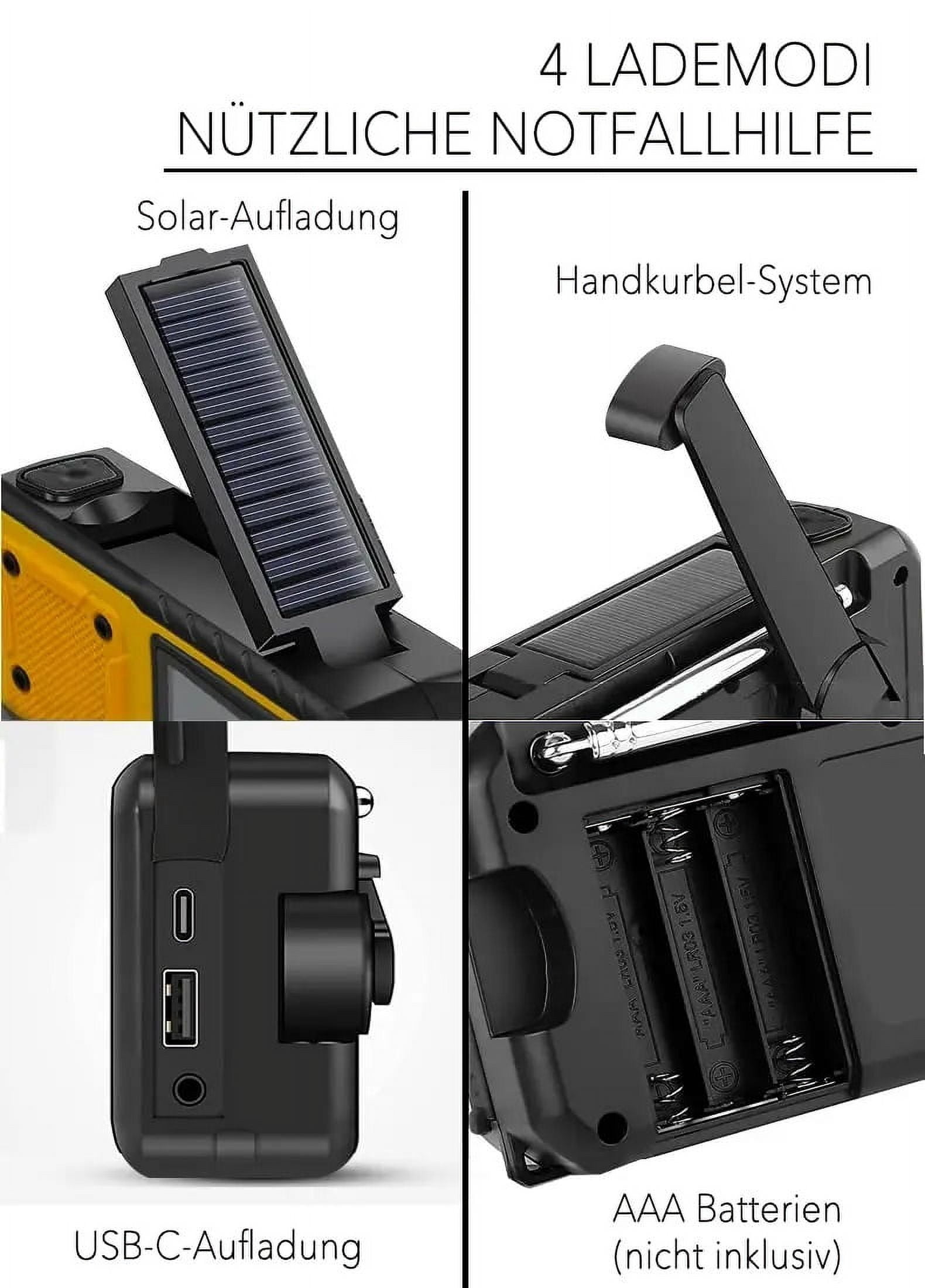Multifunctional Hand Crank Solar USB Charging FM AM SW Radios Emergency LED Flashlight Torch 4000mAh Power For Camping ,Listen Anytime, Anywhere