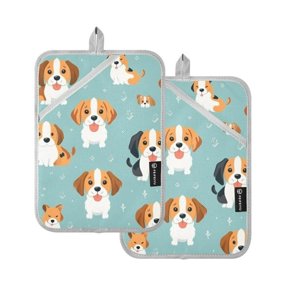ALAZA Dogs Cute Pot Holders Set of 2 Heat Resistant Kitchen Oven Mitts