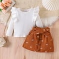thumbnail image 7 of newwalpole Toddler Girl Plaid Outfits Fall Winter Clothes Girls Knit Ribbed Shirt Tops Plaid Skort Holiday Picture Day Outfit White for Size 18-24 Months, 7 of 7