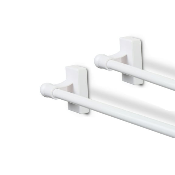 Adjustable 9"-16" Magnetic Curtain Rod ( Set of 2 ) - White