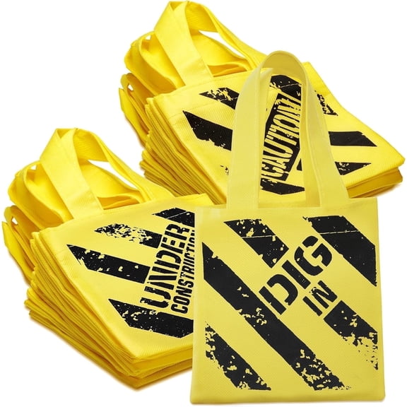 Bedwina Construction-Themed Goodie Bags for Kids, Birthday Party Supplies and Party Favor Bags, 12-Pack