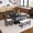 Dark Gray and Beige, variant on 6-Piece Wood Half Round Dining Table Set, Modern Kitchen Table Set with Long Bench and 4 Chairs, Padded Seating for 6 People, Brown and Beige