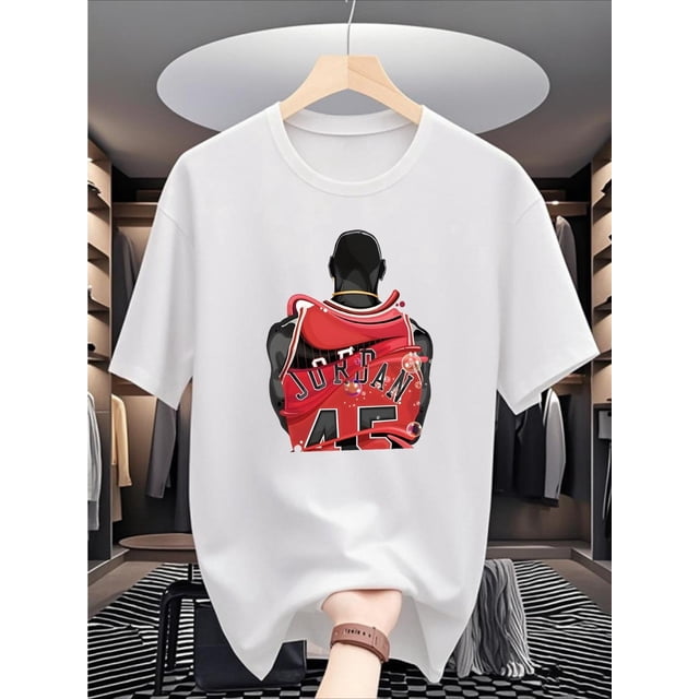 Camiseta con gráfico de jugador de baloncesto para hombre, deportiva negra para gimnasio, ropa informal, lavable a máquina, para verano, ideal para aficionados al baloncesto, para gimnasio, con cuello