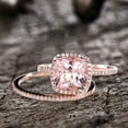 thumbnail image 4 of 5.25 Carat 10mm Cushion Cut Morganite Wedding Set Diamond Moissanite 10k Rose Gold Engagement Ring 8 Prongs 2pcs, 4 of 7