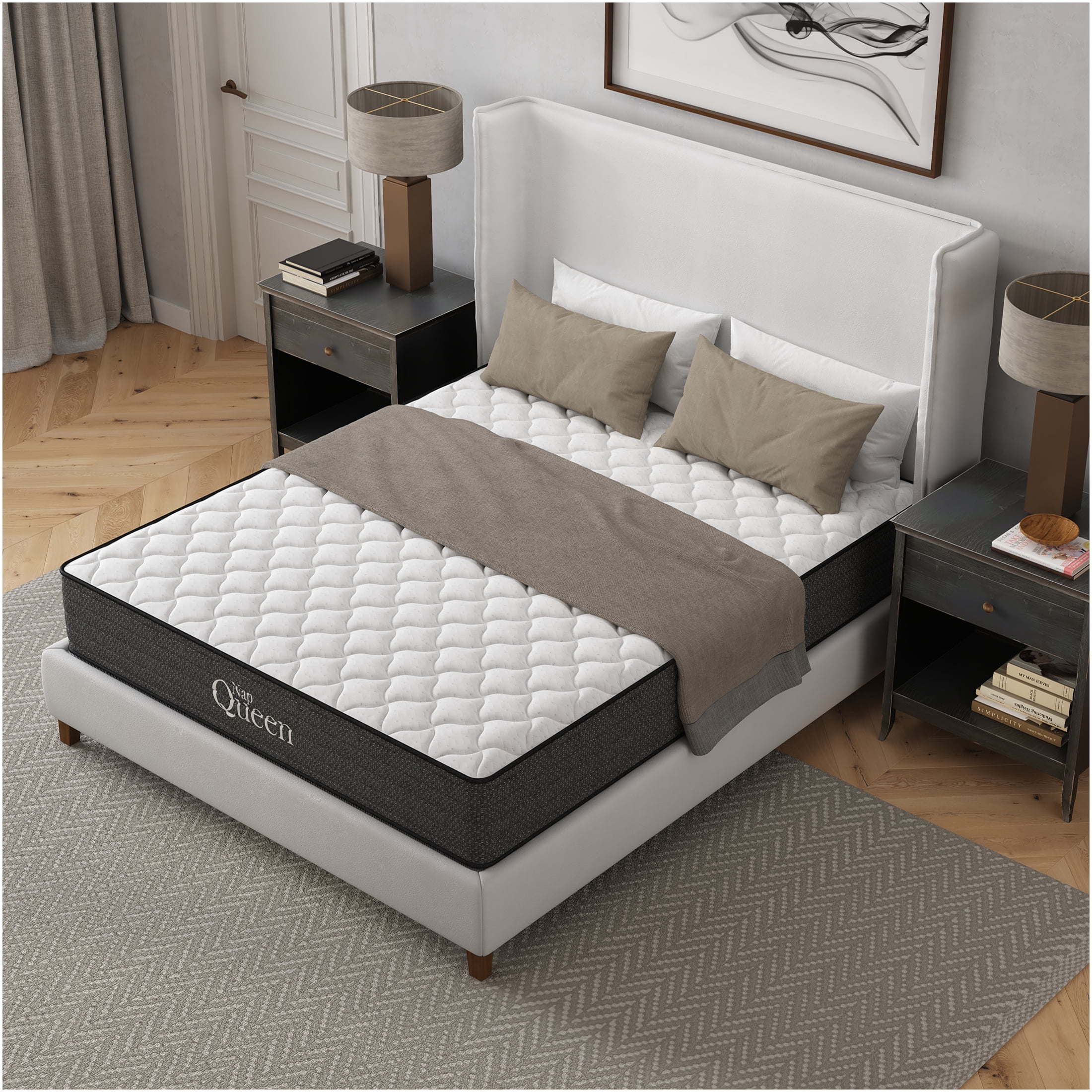 JERFIT 10 Inch King Size Hybrid Mattress, Gel Infused Memory Foam Pocket Springs for Cool Sleep Support, CertiPUR-US Certified, Grey