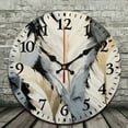 thumbnail image 2 of Pratyus Feathers Wallpaper Art Deco Theme Wall Clock 10-Inch Round Wooden Wall Clock for Living Rooms, Kitchens, Dorms, Everyday Gifts 10x10in, 2 of 8