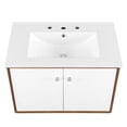 thumbnail image 6 of Modway Transmit 30" Wall-Mount Wood Bathroom Vanity in Walnut/White, 6 of 9