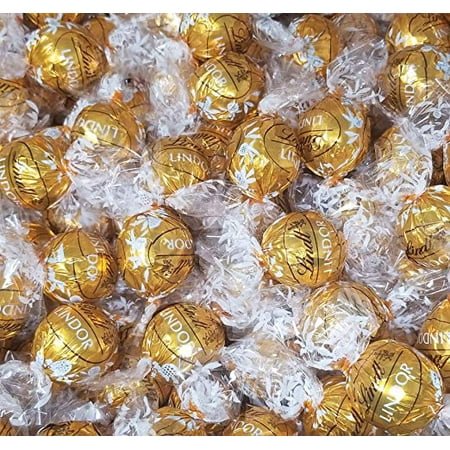 Gold Truffle Box - Lindt Lindor Smooth Caramel Milk Chocolate Truffle Candy, Party Favorite Gold Wrapping Candy Bulk 4 Pounds Bag
