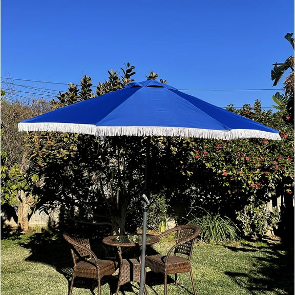 BELLRINO DECOR Replacement ROYAL BLUE Tassel Edge Umbrella Canopy for 9ft 8 Ribs (Canopy Only) C003-8R-ROYAL