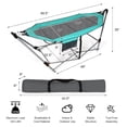 thumbnail image 6 of REKHH Portable Folding Hammock, Lounge Camping Bed with Hammock Stand, Indoor & Outdoor Hammocks w/Side Pocket, Anti-tip Buckles & Iron Stand for Camping Outdoor Patio Yard Beach (Turquoise), 6 of 8