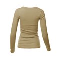 thumbnail image 3 of A2Y Women's Basic Solid Fitted Long Sleeve Crew Neck Thermal Top Shirt Light Mocha L, 3 of 5