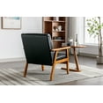 thumbnail image 3 of COOLMORE Mid-Century Modern Leisure Chair - PU Leather Barrel Chair with Solid Wood Armrest and Feet for Living Room, Bedroom, Studio - 25.39" x 27.95" x 30.31",Black PU, 3 of 9