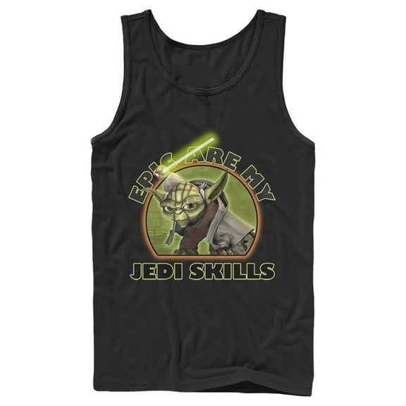Men's Star Wars: The Clone Wars Yoda Epic Are My Jedi Skills  Tank Top Black Medium