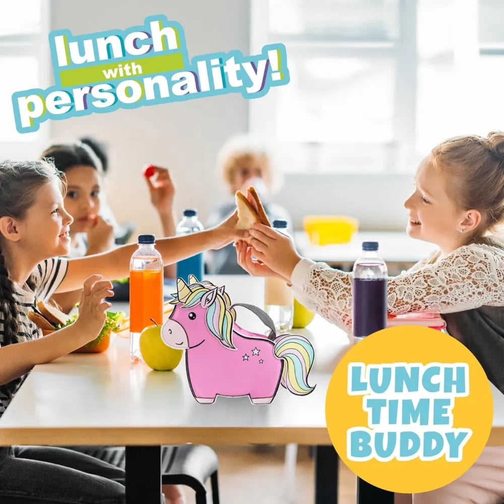 Bentology Insulated Kids Lunch Box- Unicorn - Lunch Box Tote Keeps Food Hot or Cold For Hours- Reusable Bag Fits Ice Packs, Nesting Bento Containers, Thermoses Easily!