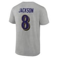 thumbnail image 3 of Men's Lamar Jackson Gray Baltimore Ravens Icon Player Name & Number T-Shirt, 3 of 3
