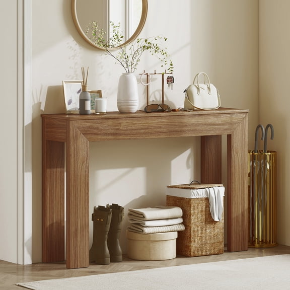 HOMCOM 47" Console Table, Modern Narrow Sofa Table for Living Room, Entryway, Hallway, Walnut