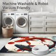 thumbnail image 5 of ODIKA 4'x6' Machine Washable Non-Slip Area Rug, Lucky Fish Welcome Contemporary Koi Design Entryway Floor High Traffic Rug, Red, 101958, 5 of 7