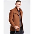 thumbnail image 2 of Lavnis Men Winter Thickened Coat Woolen Overcoat Business Warm Stand Collar Pea Coat Breasted Outerwear Camel L, 2 of 5