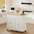 thumbnail image 4 of Walsunny Kitchen Islands Carts with Drop Leaf Table 2 Drawers 5 Wheels 4 Magnetic Doors Rolling Storage Cabinet White, 4 of 6