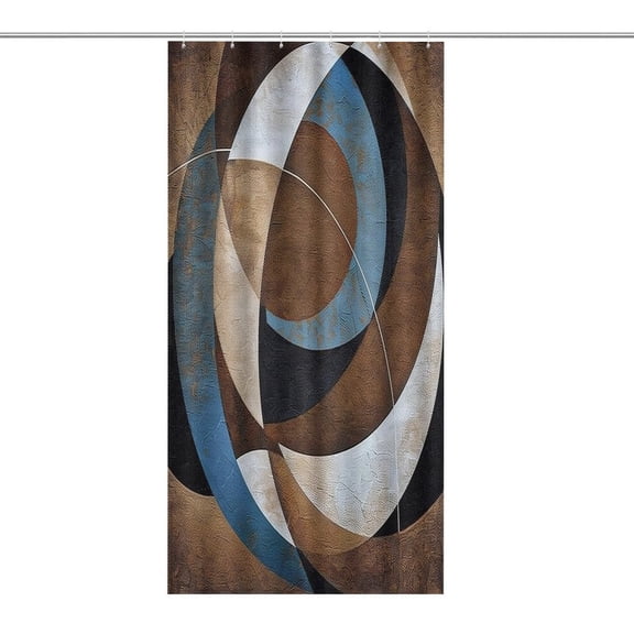 RKSupls Waterproof Shower Curtain, Brown Blue Circle Overlap Polyester Shower Curtain with Hooks for Chic Elegant Home Bathtub Bathroom Decor Washable