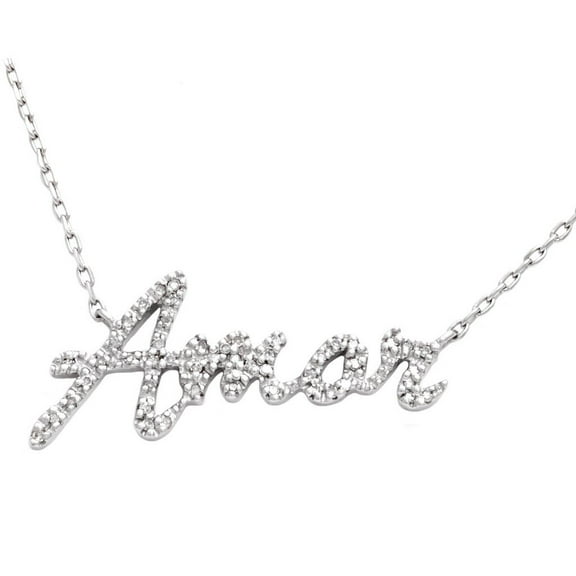 Silver Diamond Amor Necklace (16 2")
