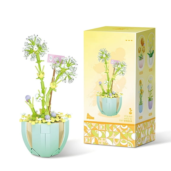 HI-REEKE Flower Mini Building Block Set Dandelion Bouquet Plastic Toy Gift for Adult Multicolor