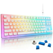 Womier K87 TKL Mechanical Gaming Keyboard, 75% Wired Hot Swappable Gaming Keyboard with Pudding Keycaps,Translucent RGB Backlit Compact Keyboard for Computer PC PS4 Xbox-Gateron Brown Switch