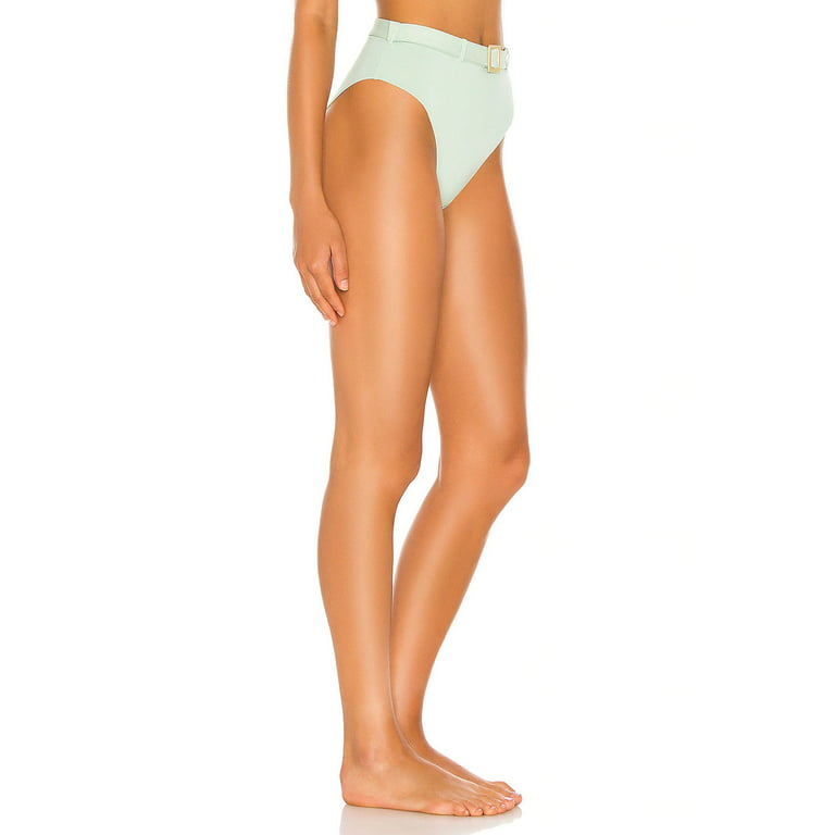 WeWoreWhat Womens Emily Belted Bikini Bottom Large Aqua Foam NWT $95 