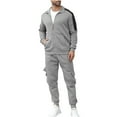 thumbnail image 2 of Kakii Men's Solid Color Track Suit, Full-Zip Collared Jacket and Matching Joggers with Utility Pockets, Casual Athletic Set, 2 of 8