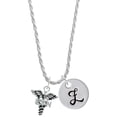 thumbnail image 1 of Delight Jewelry Silvertone Caduceus - LVN Silvertone Script Initial Disc - Z - Charm Necklace, 20"+3", 1 of 4