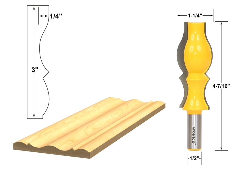 Large Reversible Crown Molding Router Bit 1/2" Shank Yonico 16151