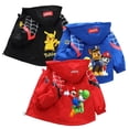 thumbnail image 2 of Abrigos de primavera para bebés y niñas, sudaderas con capucha con cremallera de dibujos animados de Super Mario, chaqueta para niños, sudadera, prendas de vestir exteriores de Pokemon para niños de 1, 2 of 5