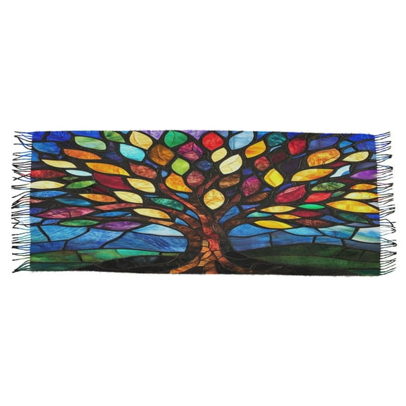 BZSMCE Women Scarf Colorful Glass Tree Simple Pattern Soft Warm Long Large Scarves