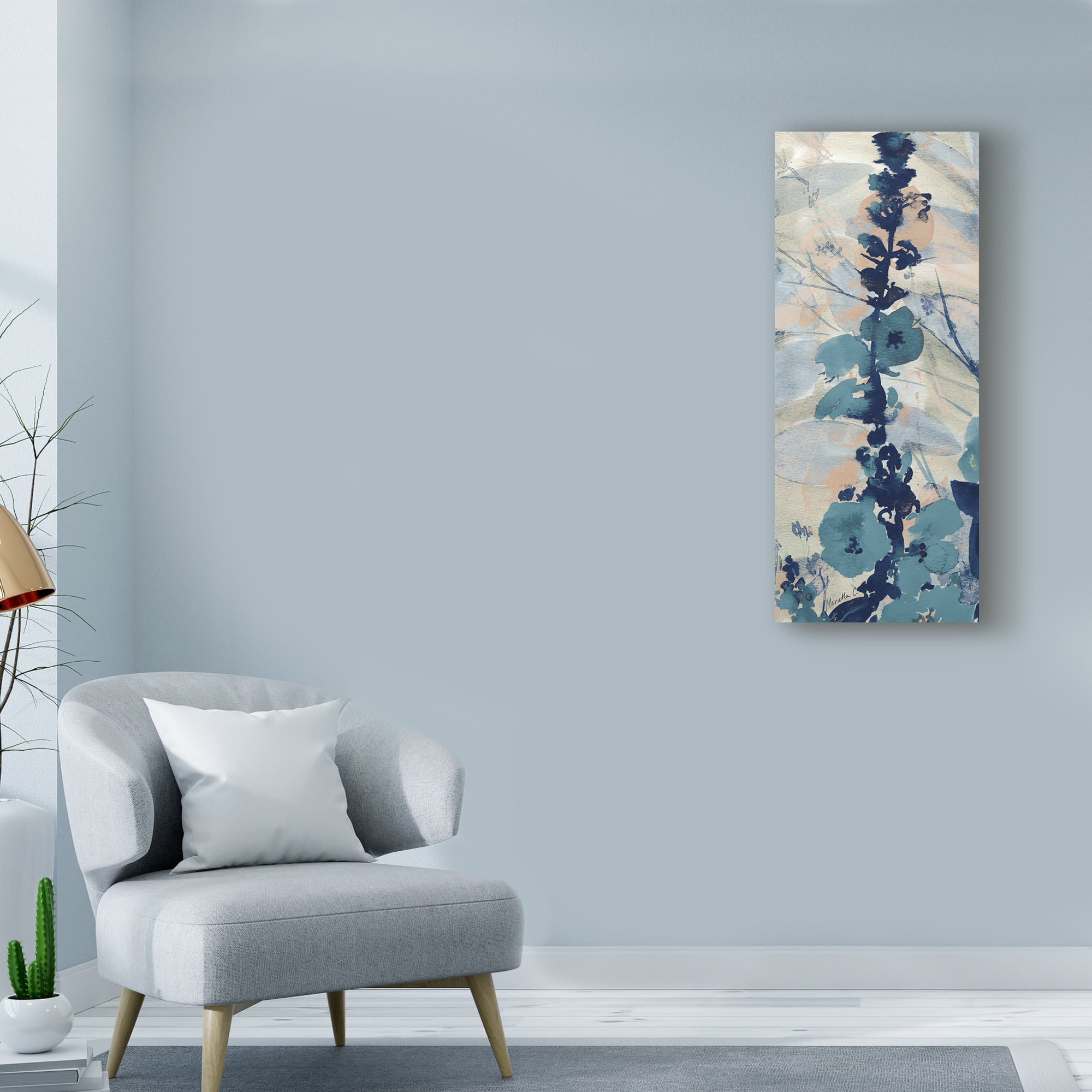 Trademark Fine Art 'Blue Floral Textile 1' Canvas Art by Marietta Cohen Art And Design