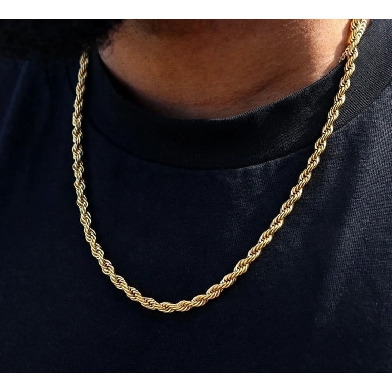 HOT SPOT 14K Gold Layered Rope Chain Necklace for Men, Women