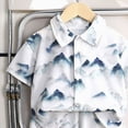 thumbnail image 5 of Boy Outfit Set Toddler Baby Boy Watercolor Floral Print Short Sleeve Button Down Shirt & Shorts 2-Piece Summer Outfit Toddler Boy Short Set, 5 of 6
