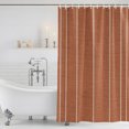 thumbnail image 2 of Burnt Orange Striped Shower Curtain Set - Standard 72" x 72" Washable Bathtub Curtain with 12 Hooks, Farmhouse Linen Texture Line Stripes Waterproof Fabric Stall Shower Curtains for Bathroom Décor, 2 of 8
