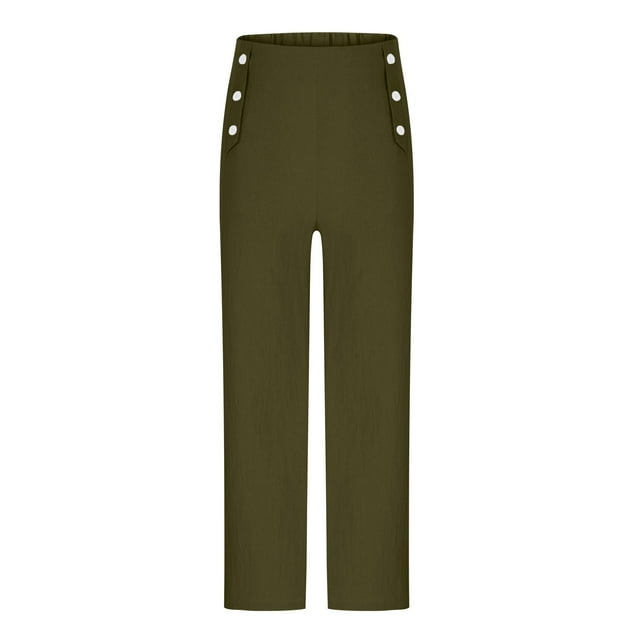 FAIWAD Girls Wide Leg Pants Kids High Waist Front Button Trousers Casual Loose Linen Thin Pants with Pockets 5-14 Years