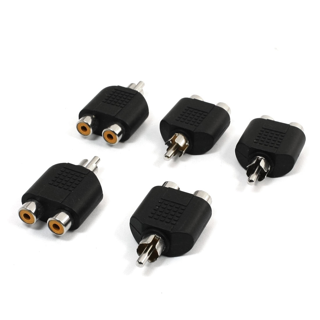 5PCS RCA Male Plug to Dual Female Video Audio AV RF Adapters Connectors