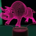thumbnail image 3 of YSTIAN 3D Cow Bull Night Light Lamp Illusion Night Light 16 Color Changing Table Desk Decoration Lamps Acrylic Flat ABS Base USB Cable Toy (Bus), 3 of 5