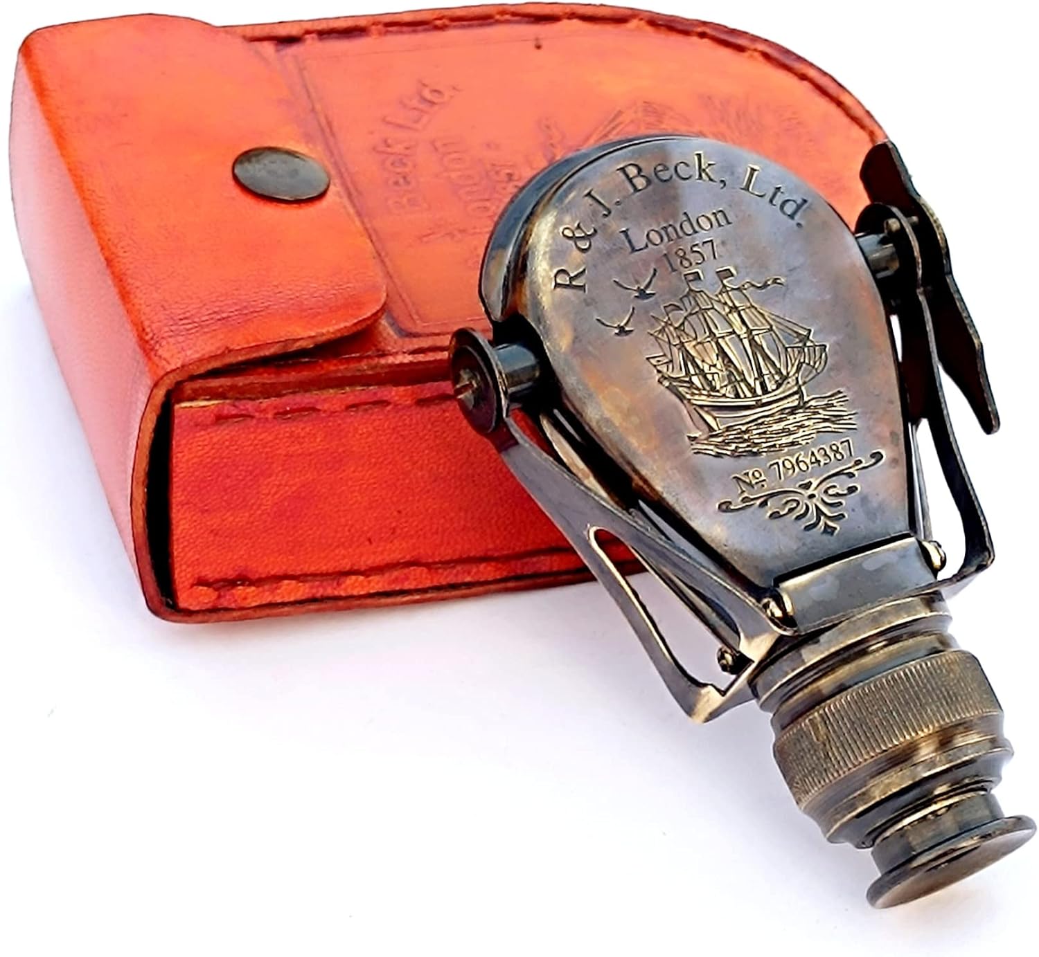 Marine Vintage Antique Handheld Brass Monocular Binocular for Hunting,Bird Watching, Trekking, Camping, Sports, Outdoor Games, Binocular for Adults and Kids with Leather Cover
