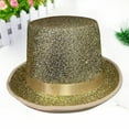 thumbnail image 3 of Clearance Sale! Vintage Style Men's Jazz Hat with Flat Top for Stage Show Party Dress Up Entertainment Gold, 3 of 5