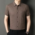 thumbnail image 6 of Men's Striped Polo Shirt Button Down Shirt Pocket T Shirt, 6 of 10