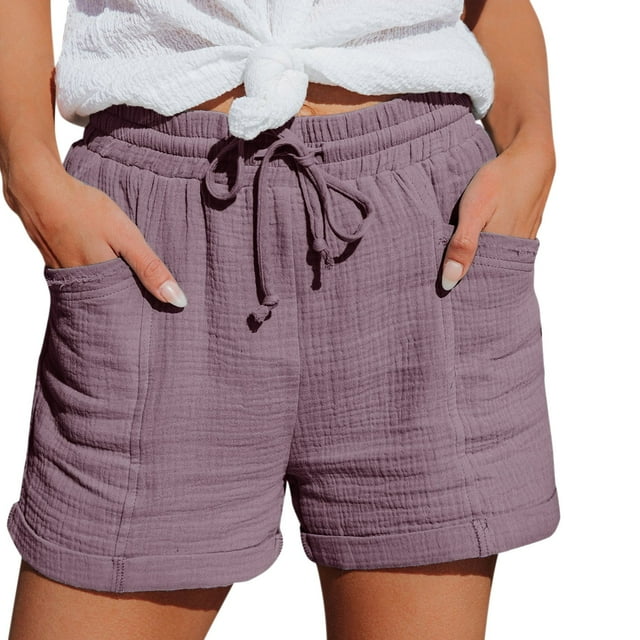 Short pour Femmes, Taille Haute Droite Sport Ample