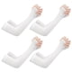 thumbnail image 1 of GOOHOCHY 4 pares de mangas de protección solar de seda fría con protección UV para el brazo, con orificio para el pulgar, para hombres y mujeres, para verano y exteriores (blanco), 1 of 8