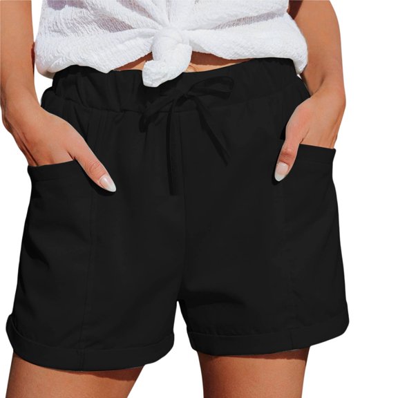 XIYON Shorts For Women Straight Leg Drawstring High Waist Shorts Sports Loose Sorts Casual Fashion Beach Vacation Clothes
