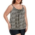 thumbnail image 5 of OCEAN BLUES Women's Plus Size Tankinis Long Torso Swimwear Top Only Loose Fit Blouson Tankini Top Leopard Print Bathing Suit, 5 of 9