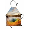 thumbnail image 1 of Yellowstone Apron Morning Glory Pool in Yellowstone National Park Winter Scene Landmark Theme, Unisex Kitchen Bib Apron with Adjustable Neck for Cooking Baking Gardening, Orange Brown, by Ambesonne, 1 of 3