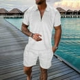 thumbnail image 2 of Yindaity Mens Short Sets 2 Piece Outfits Polo Shirt Fashion Summer Tracksuits Casual Set Short Sleeve and Shorts Set for Men White,4XL, 2 of 5