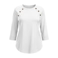 thumbnail image 7 of Craaazy Spring Tops for Women Casual 3/4 Sleeve Solid Color Crew Neck Button Accent Shirts for Everyday Wear, Weekend Errands, 7 of 7